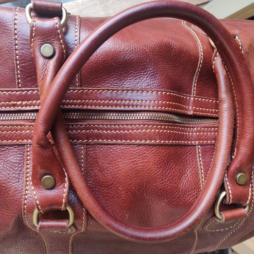 leather duffel bag handles