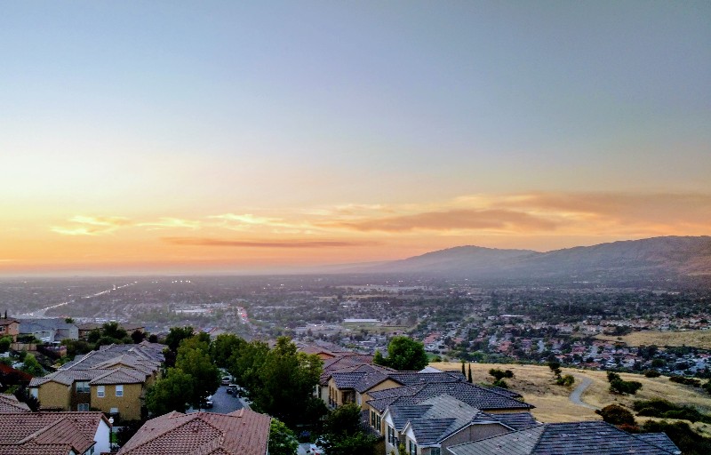 sunset over the hills of East San Jose, CA