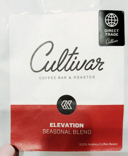 Cultivar Coffee Bar & Roaster - Elevation seasonal blend packaging of whole bean coffee