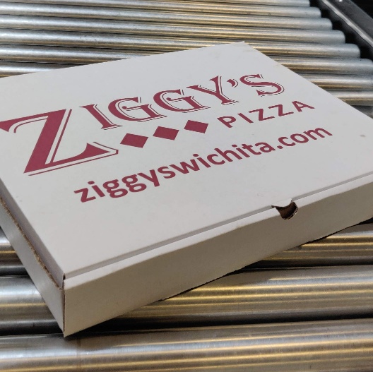 Ziggy's Pizza box from Wichita, KS