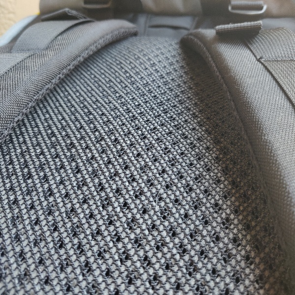 Close up of the nicely padded ventilation on the Topo Design Mountain pack