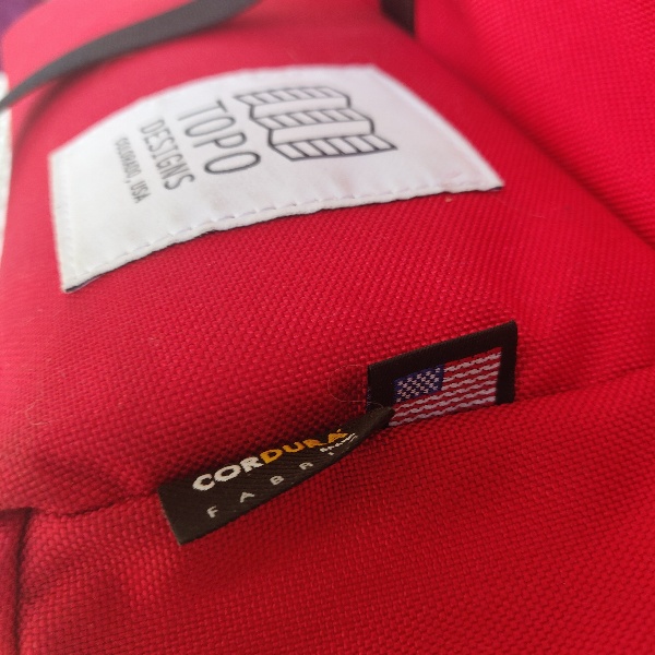Red Topo Designs Y-Pack tags confirm this bag was Made In USA