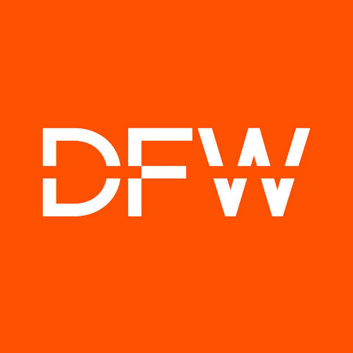 DFW letters on an orange background