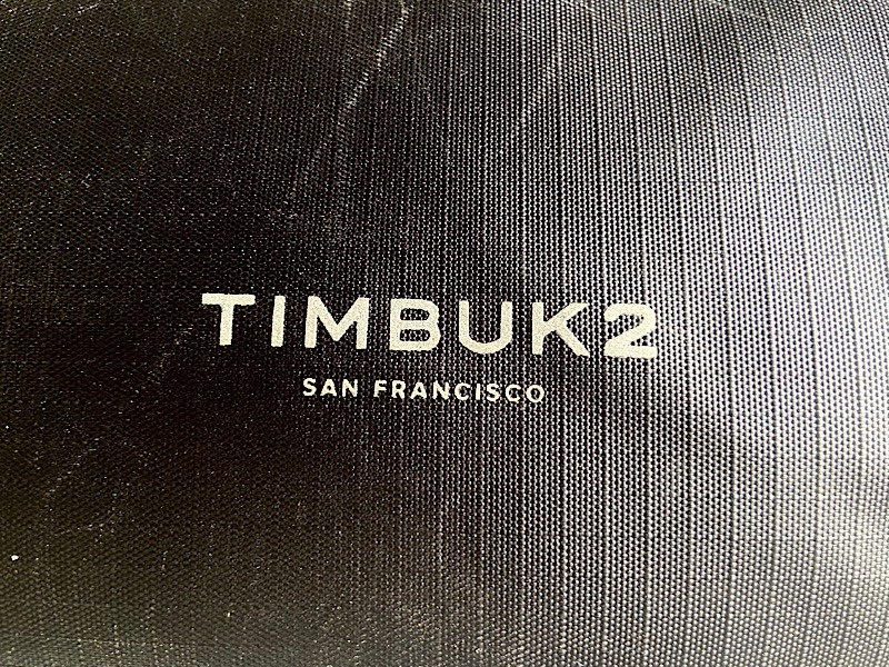 Timbuk2 logo on black ripstop nylon