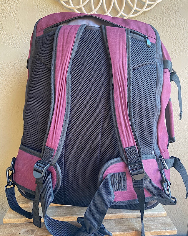 The backpack straps have become deformed after years of heavy use